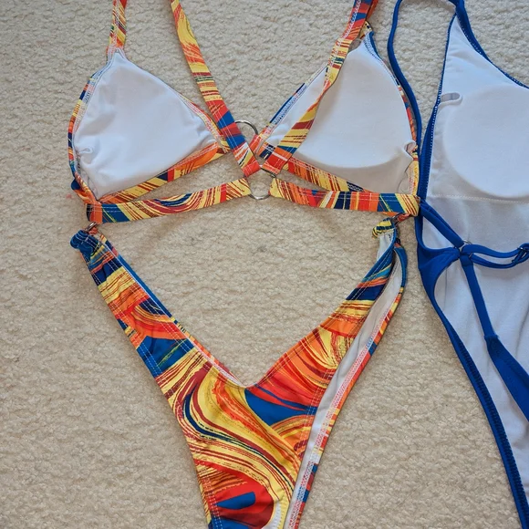 Shein Colorful Swirl and Blue One-Piece Swimsuits - Picture 8 of 8